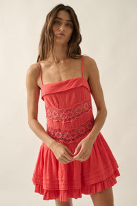 Play Date Lace-Inset Cotton Gauze Mini Dress - ShopPromesa