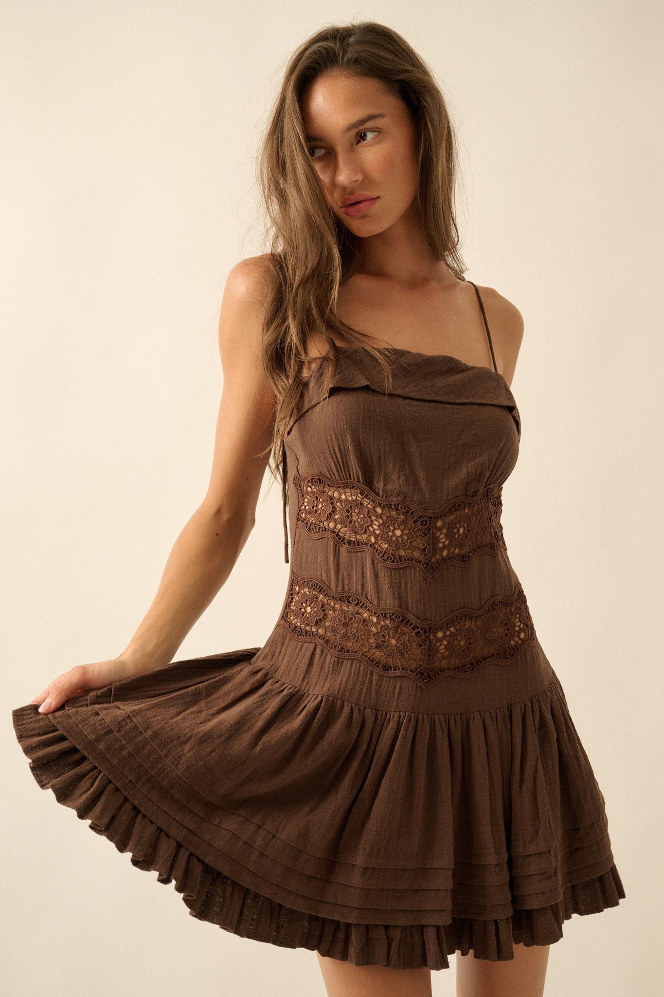 Play Date Lace-Inset Cotton Gauze Mini Dress - ShopPromesa