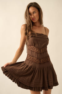Play Date Lace-Inset Cotton Gauze Mini Dress - ShopPromesa