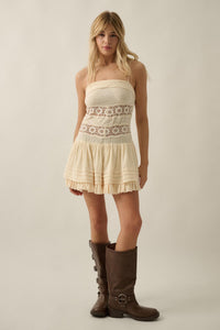 Play Date Lace-Inset Cotton Gauze Mini Dress - ShopPromesa