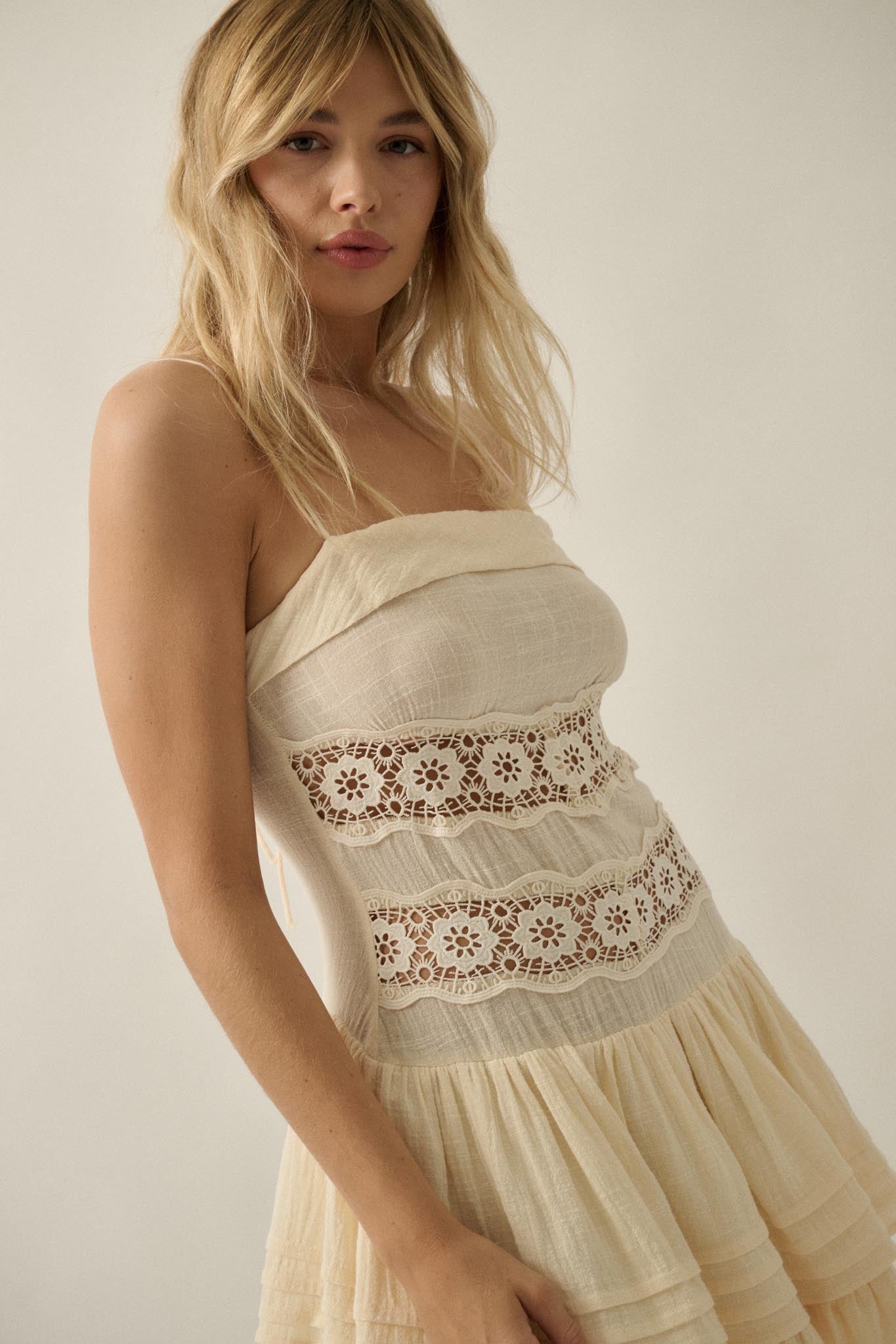 Play Date Lace-Inset Cotton Gauze Mini Dress - ShopPromesa
