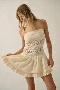 Play Date Lace-Inset Cotton Gauze Mini Dress - ShopPromesa