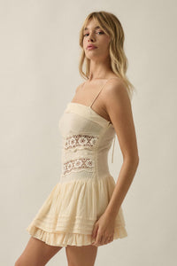Play Date Lace-Inset Cotton Gauze Mini Dress - ShopPromesa