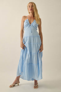 Soft Breeze Cotton Gauze Tiered Halter Maxi Dress - ShopPromesa