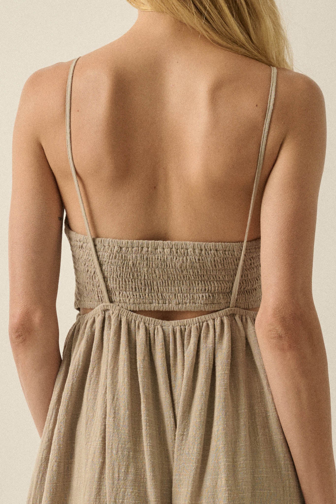 Soft Breeze Cotton Gauze Tiered Halter Maxi Dress - ShopPromesa