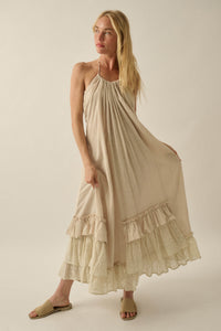 Roaming Free Cotton Gauze and Lace Maxi Dress - ShopPromesa
