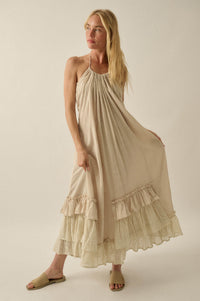 Roaming Free Cotton Gauze and Lace Maxi Dress - ShopPromesa