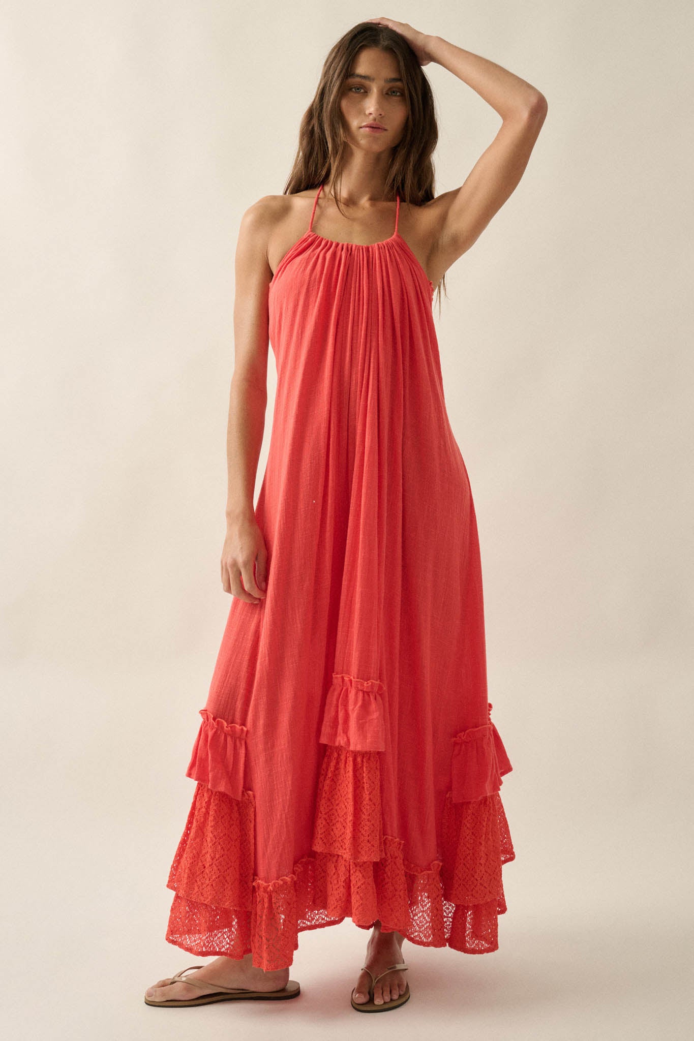 Roaming Free Cotton Gauze and Lace Maxi Dress - ShopPromesa