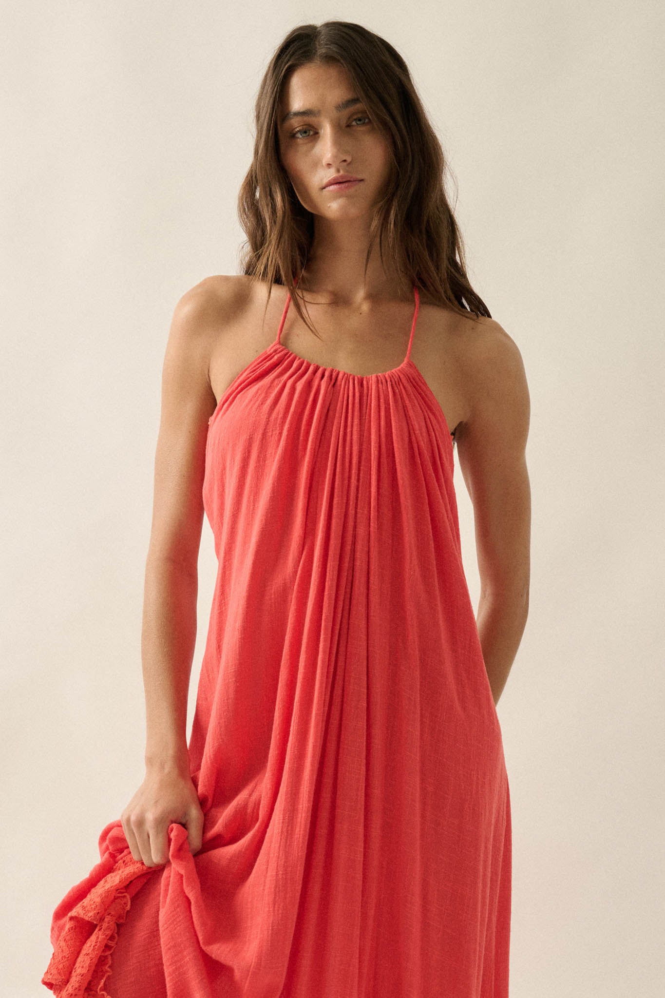 Roaming Free Cotton Gauze and Lace Maxi Dress - ShopPromesa