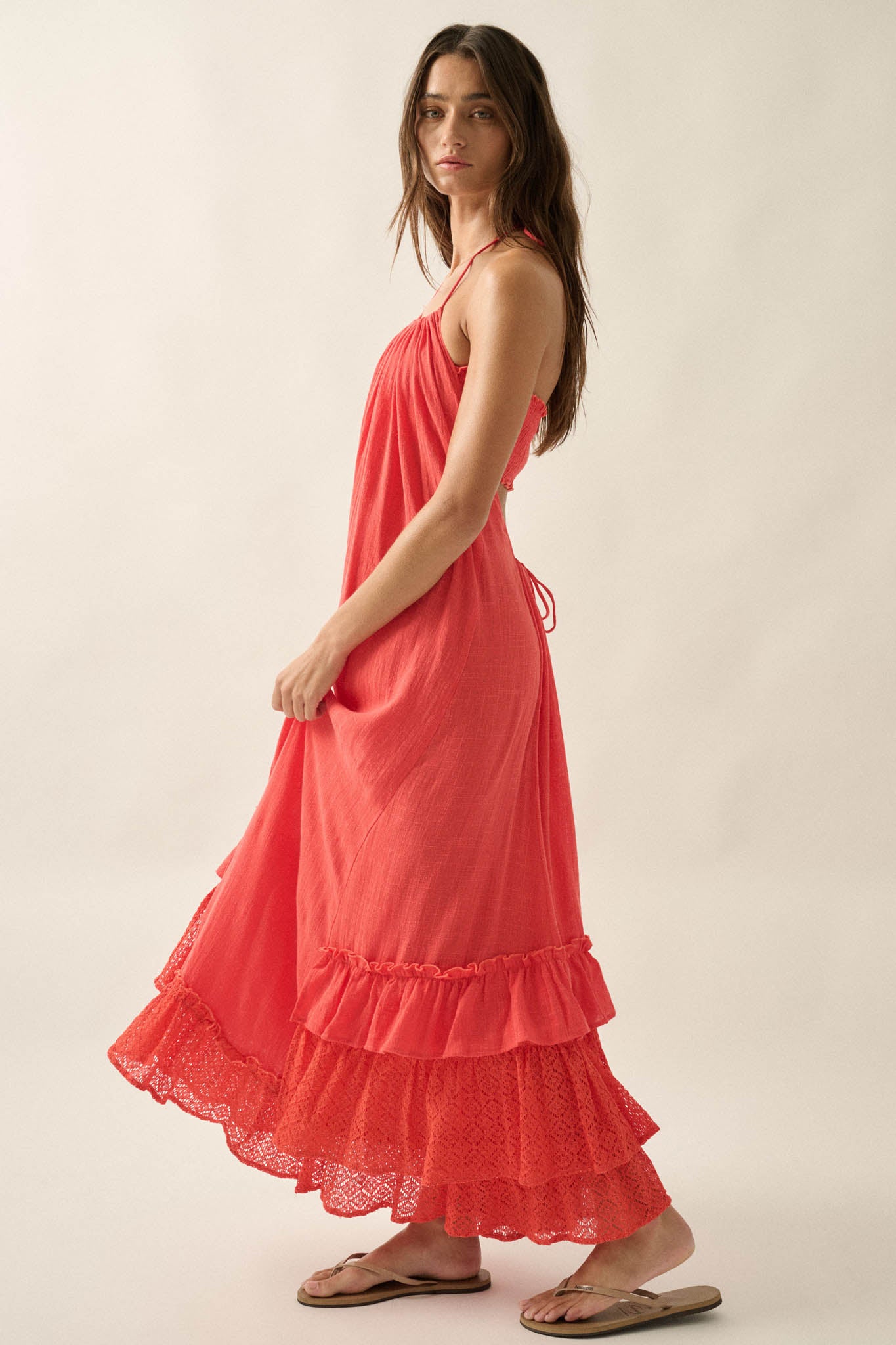 Roaming Free Cotton Gauze and Lace Maxi Dress - ShopPromesa