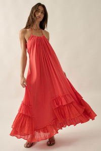 Roaming Free Cotton Gauze and Lace Maxi Dress - ShopPromesa