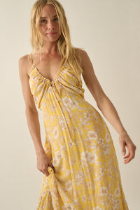 Cherished Blossoms Floral Crepe Halter Maxi Dress - ShopPromesa