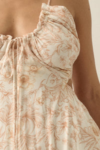 Cherished Blossoms Floral Crepe Halter Maxi Dress - ShopPromesa