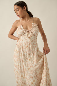 Cherished Blossoms Floral Crepe Halter Maxi Dress - ShopPromesa