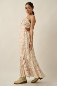 Cherished Blossoms Floral Crepe Halter Maxi Dress - ShopPromesa