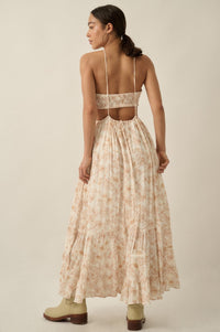 Cherished Blossoms Floral Crepe Halter Maxi Dress - ShopPromesa