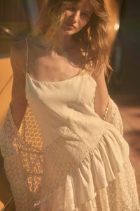 Sun City Crochet Lace Mixed Media Ruffle Mini Dress - ShopPromesa