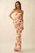 Garden Party Floral Mesh Ruched Strapless Maxi Dress - ShopPromesa