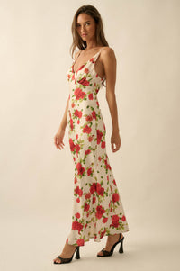 Sweetest Rose Floral-Print Satin Maxi Slip Dress - ShopPromesa