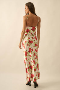 Sweetest Rose Floral-Print Satin Maxi Slip Dress - ShopPromesa