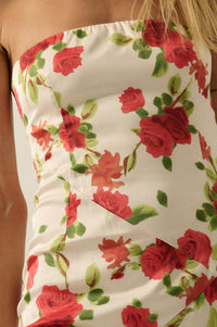 Rose Garden Floral-Print Satin Strapless Maxi Dress - ShopPromesa