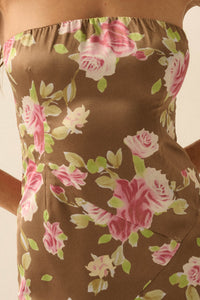 Rose Garden Floral-Print Satin Strapless Maxi Dress - ShopPromesa