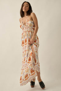 Rare Blooms Floral Medallion-Print Halter Maxi Dress - ShopPromesa