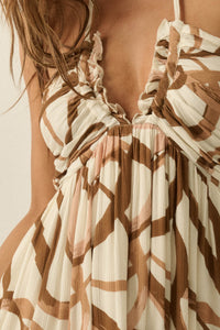Tangled Up Ribbon-Print Tie-Back Halter Maxi Dress - ShopPromesa