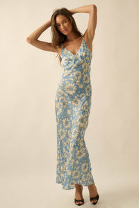 Darling Daisy Floral Satin Maxi Slip Dress - ShopPromesa