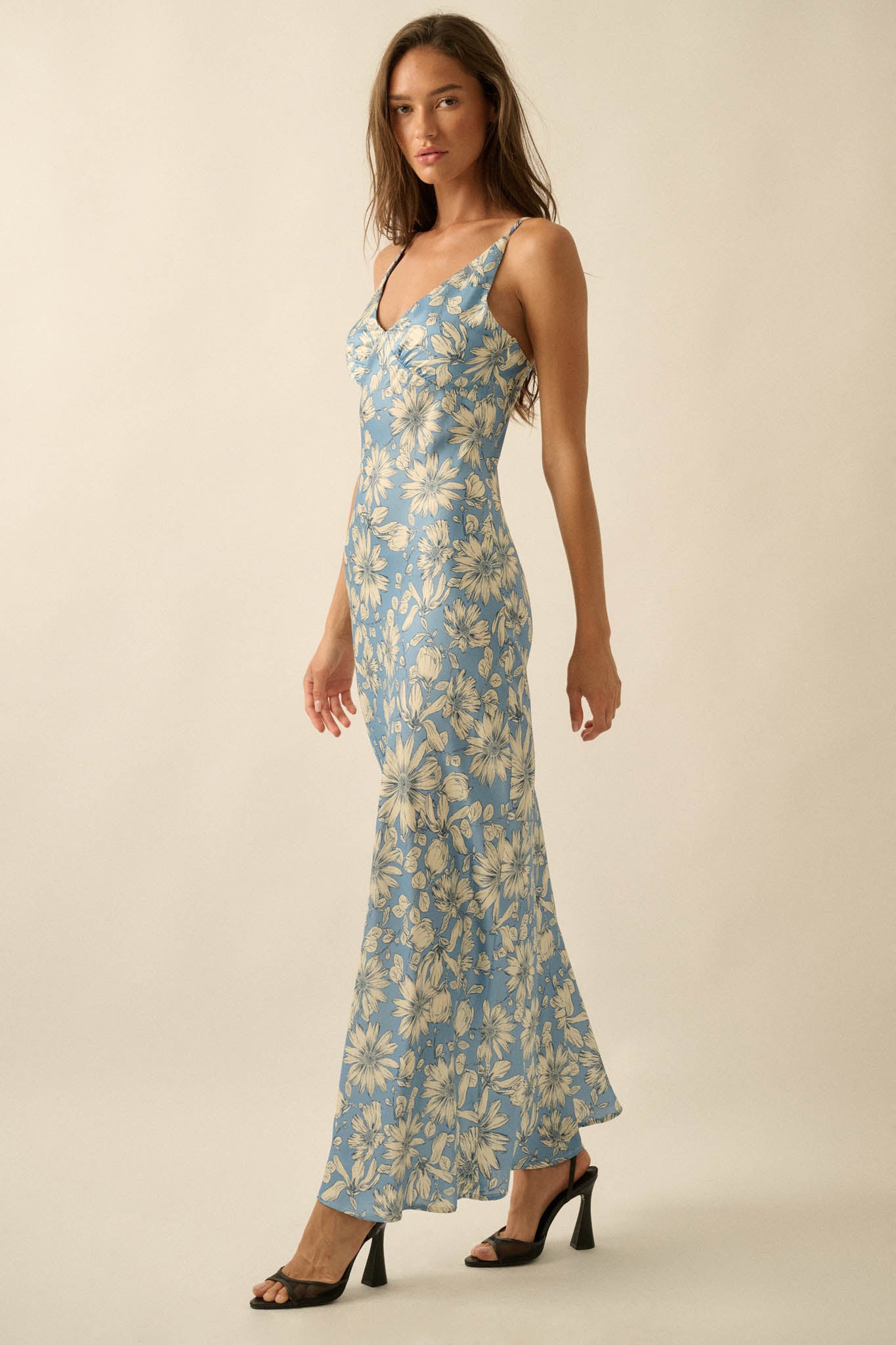 Darling Daisy Floral Satin Maxi Slip Dress - ShopPromesa