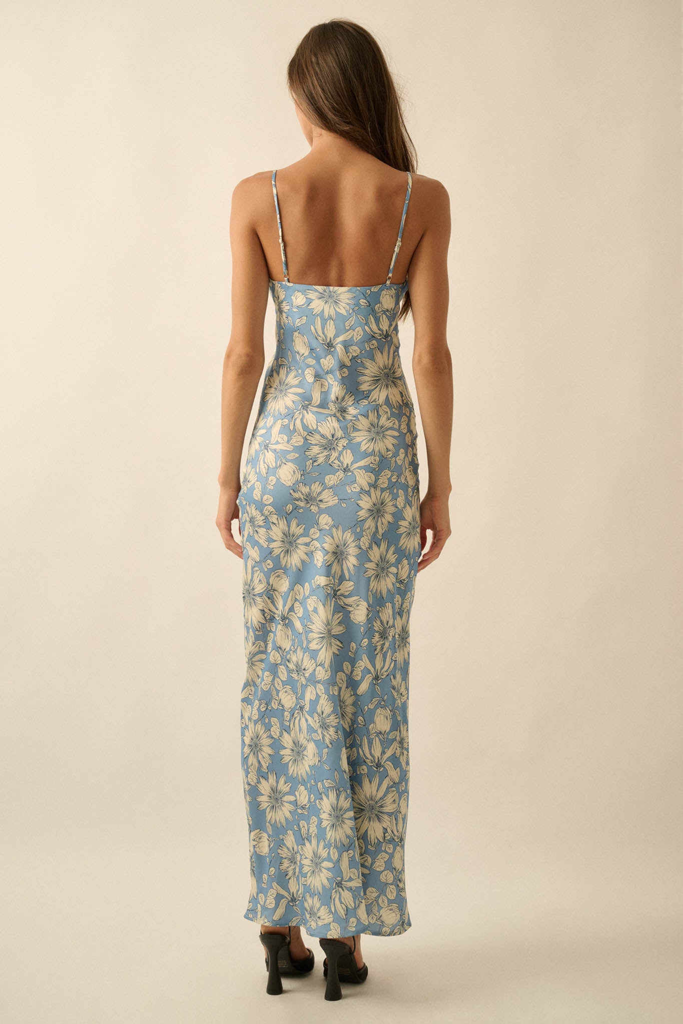 Darling Daisy Floral Satin Maxi Slip Dress - ShopPromesa