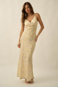 Darling Daisy Floral Satin Maxi Slip Dress - ShopPromesa