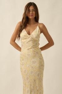 Darling Daisy Floral Satin Maxi Slip Dress - ShopPromesa