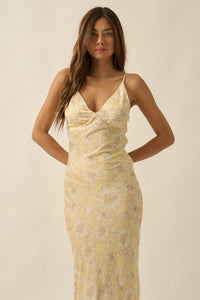 Darling Daisy Floral Satin Maxi Slip Dress - ShopPromesa