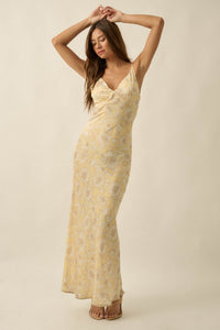 Darling Daisy Floral Satin Maxi Slip Dress - ShopPromesa