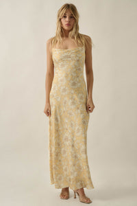 Dreamy Daisy Floral Satin Lace-Up Back Maxi Dress - ShopPromesa