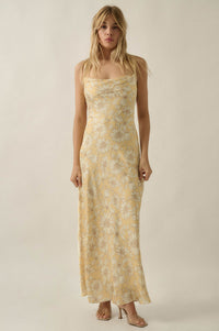 Dreamy Daisy Floral Satin Lace-Up Back Maxi Dress - ShopPromesa