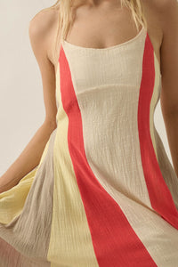 Riviera Dream Colorblock Cotton Gauze Maxi Dress - ShopPromesa