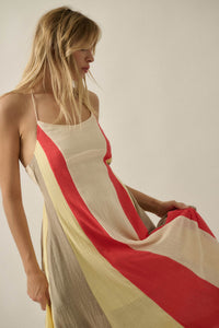 Riviera Dream Colorblock Cotton Gauze Maxi Dress - ShopPromesa