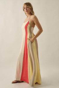 Riviera Dream Colorblock Cotton Gauze Maxi Dress - ShopPromesa