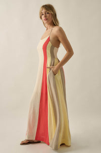 Riviera Dream Colorblock Cotton Gauze Maxi Dress - ShopPromesa
