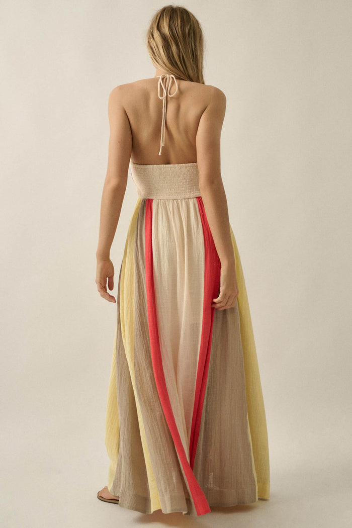Riviera Dream Colorblock Cotton Gauze Maxi Dress - ShopPromesa
