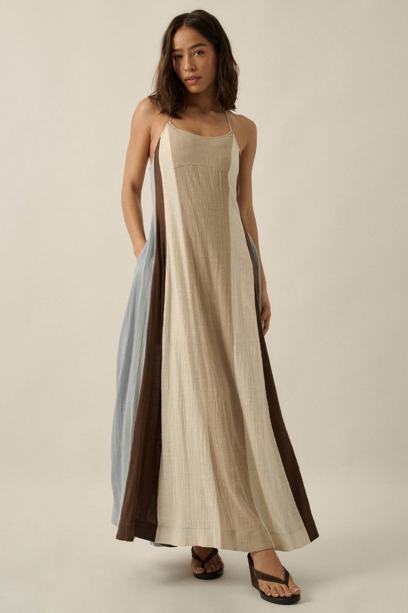 cotton gauze maxi dresses Organic Cotton Gauze V-Neck Maxi Dress
