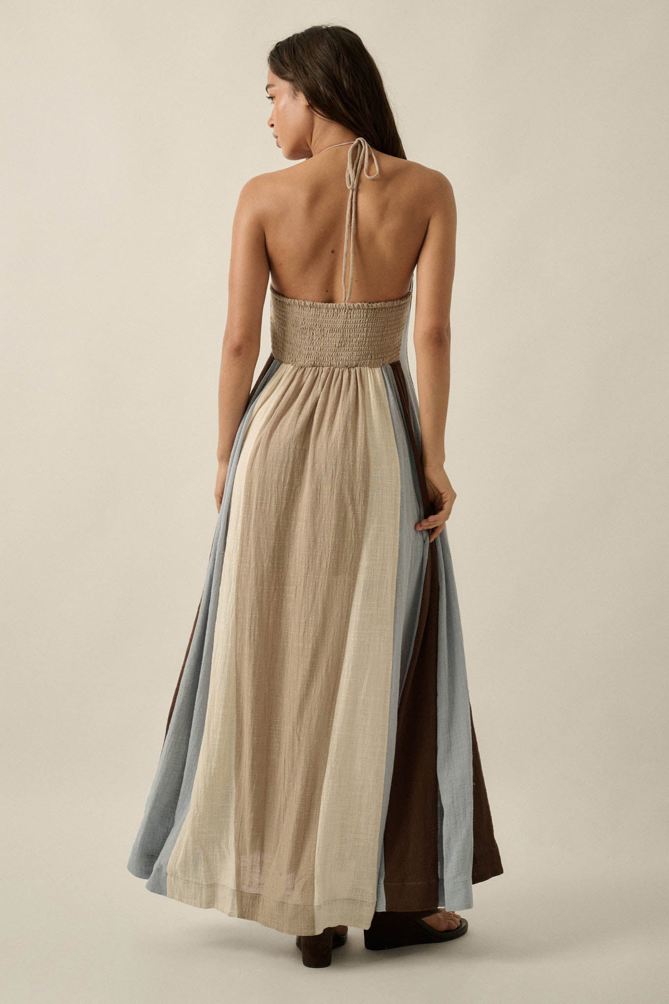 Riviera Dream Colorblock Cotton Gauze Maxi Dress