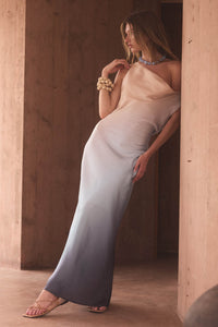 Inner Glow Ombre Satin Cowl-Neck Maxi Dress - ShopPromesa