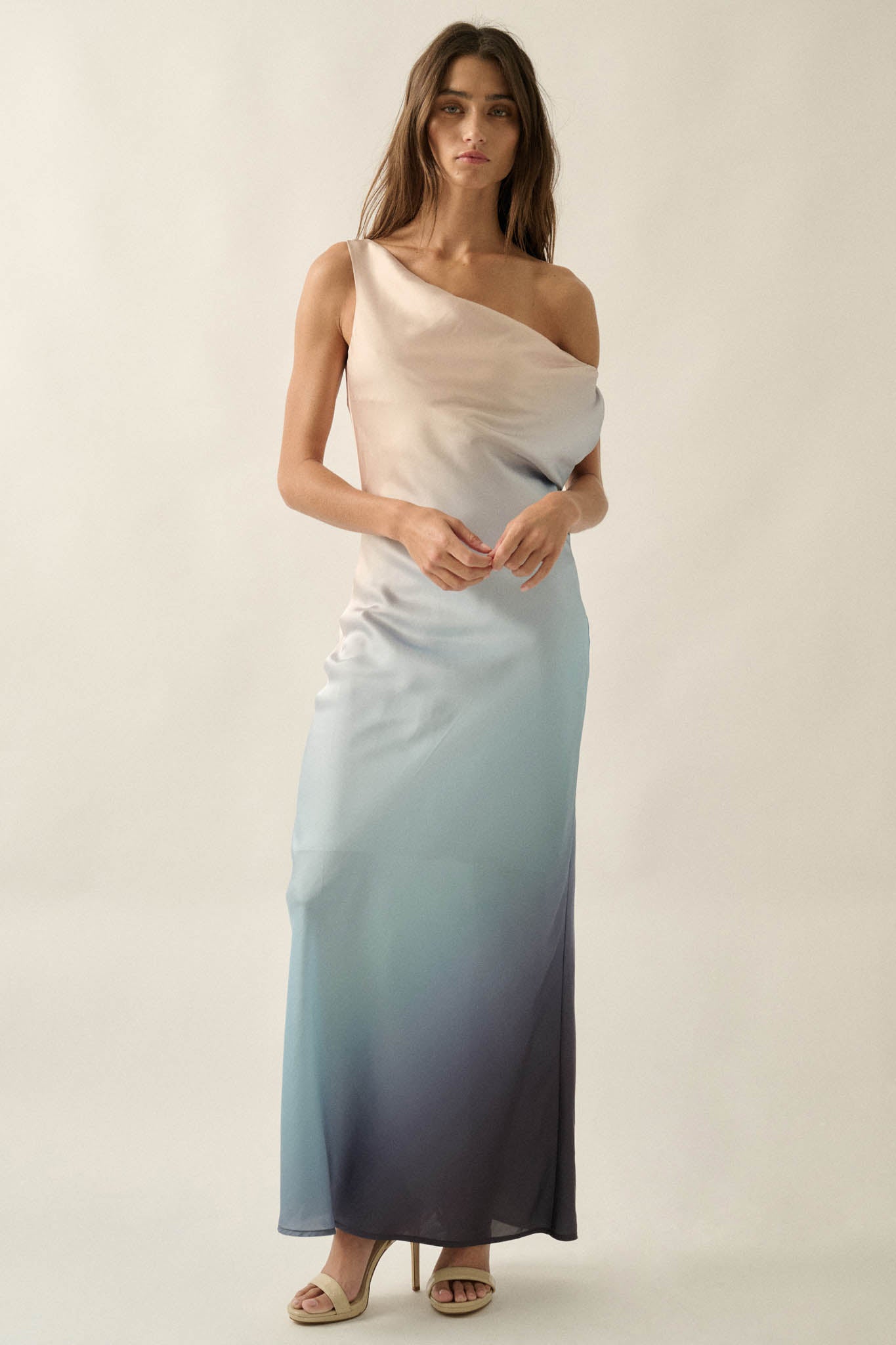 Inner Glow Ombre Satin Cowl-Neck Maxi Dress - ShopPromesa