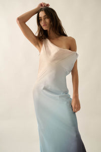 Inner Glow Ombre Satin Cowl-Neck Maxi Dress - ShopPromesa