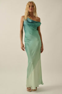 Inner Glow Ombre Satin Cowl-Neck Maxi Dress - ShopPromesa