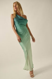 Inner Glow Ombre Satin Cowl-Neck Maxi Dress - ShopPromesa