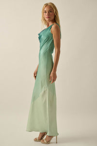 Inner Glow Ombre Satin Cowl-Neck Maxi Dress - ShopPromesa